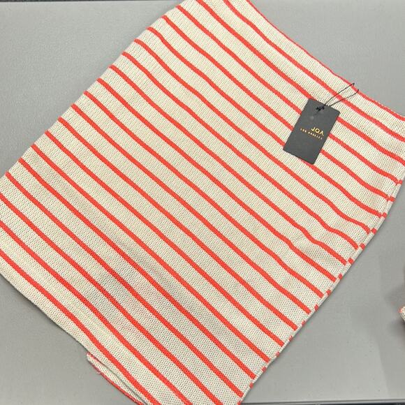 J.O.A. Knit 2 Piece Crop Top & Skirt Set Cream Orange Strip Size Large NWT - Picture 6 of 13